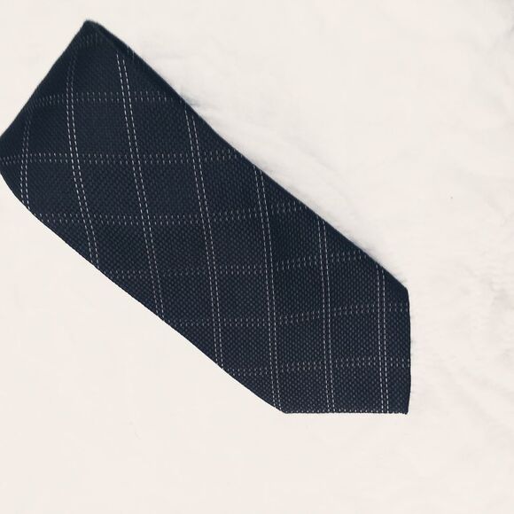 Zara Man Silk Tie Flat Black Subtle Neutral Diamond Pattern - Picture 1 of 10